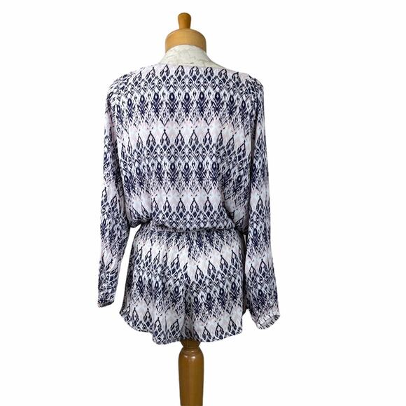 Eberjey Rumba Reed Short Romper Ikat Pink Blue S/M - Picture 6 of 11